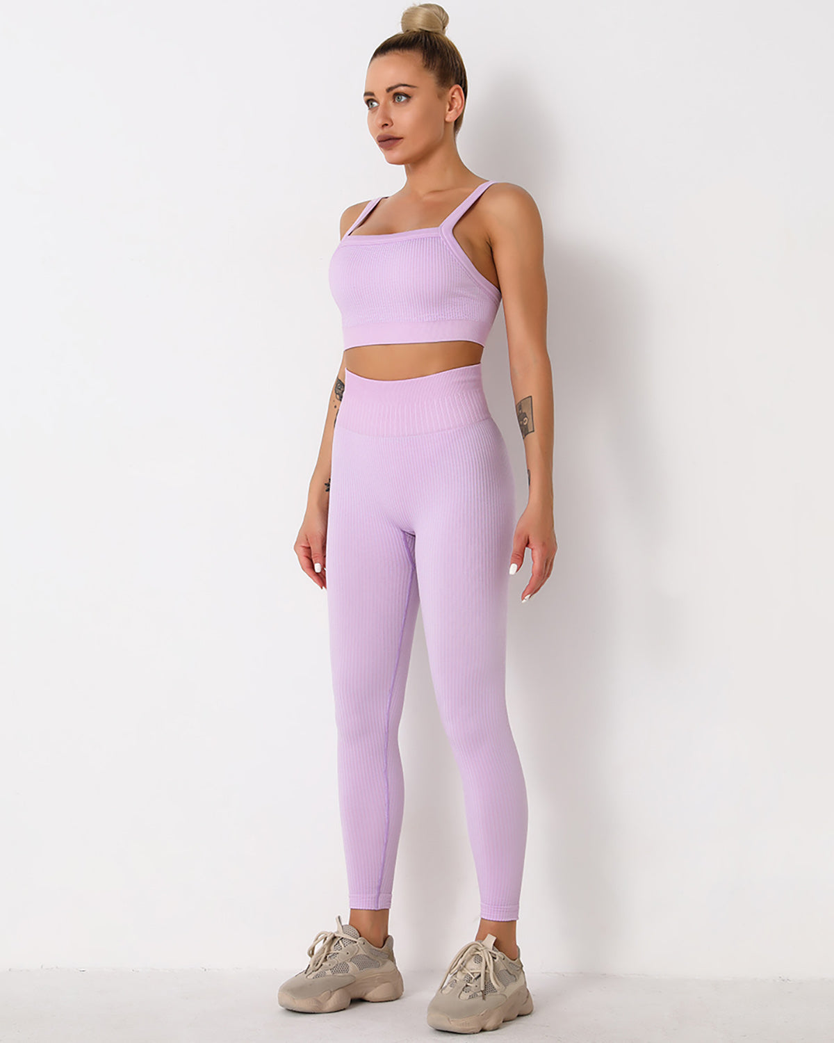 Leggings senza cuciture a coste Qiara - Viola