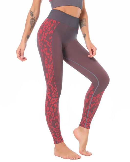 River Leopard Seamless Leggings - Red