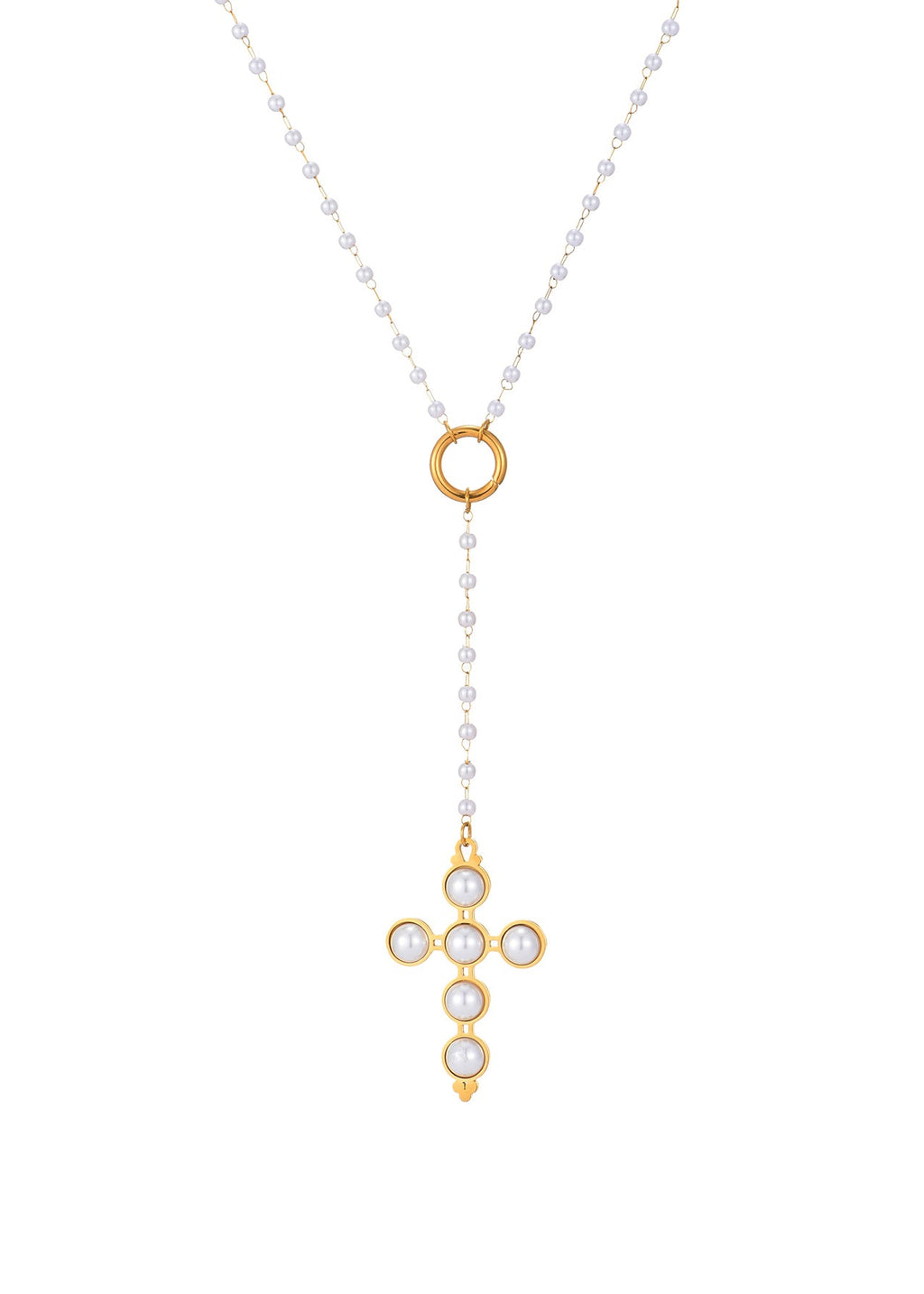 Marvin Pearl Kreuz Lasso Goldene Halskette