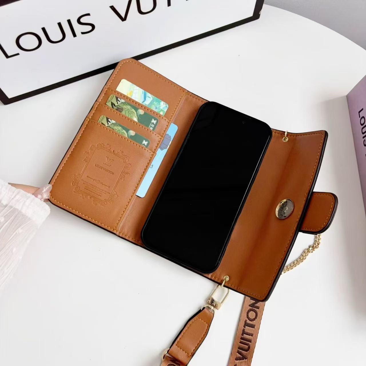 Letter Holster Scarf Chain Wallet Case For iPhone