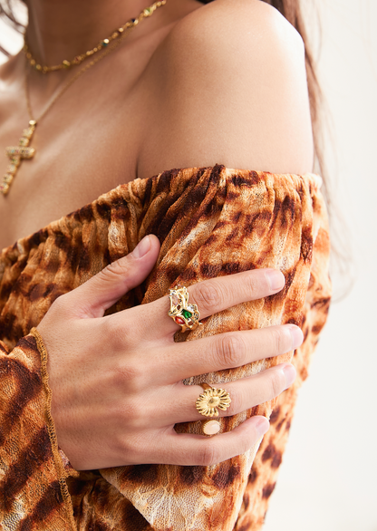 Todd Daisy Flower Rosa Opal Goldener Ring