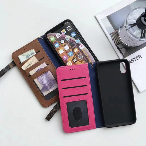 Custodia per telefono con portafoglio premium marrone per iPhone