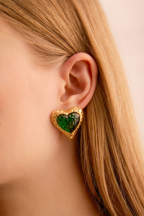 Adam Love In All Shape Green Earrings