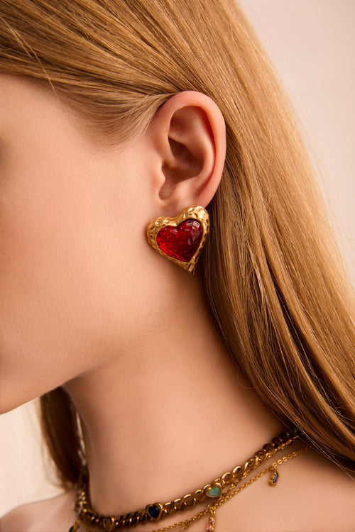 Adam Love In All Shape Red Earrings