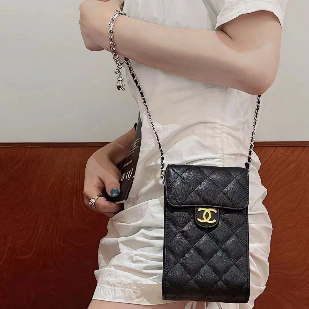 Borsa per telefono in pelle nera