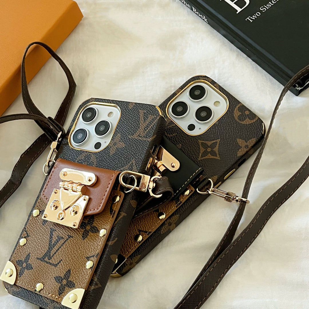 Brown Card Holder Phone Case For iPhone