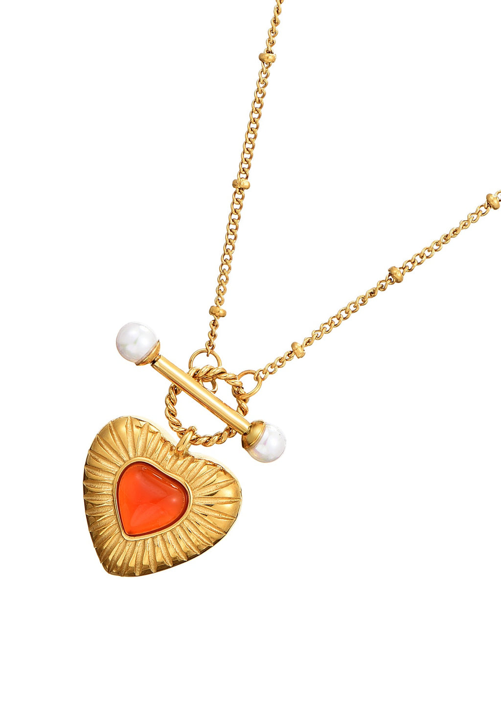 Emily Karneol Perle Sommerliebe Goldene Halskette