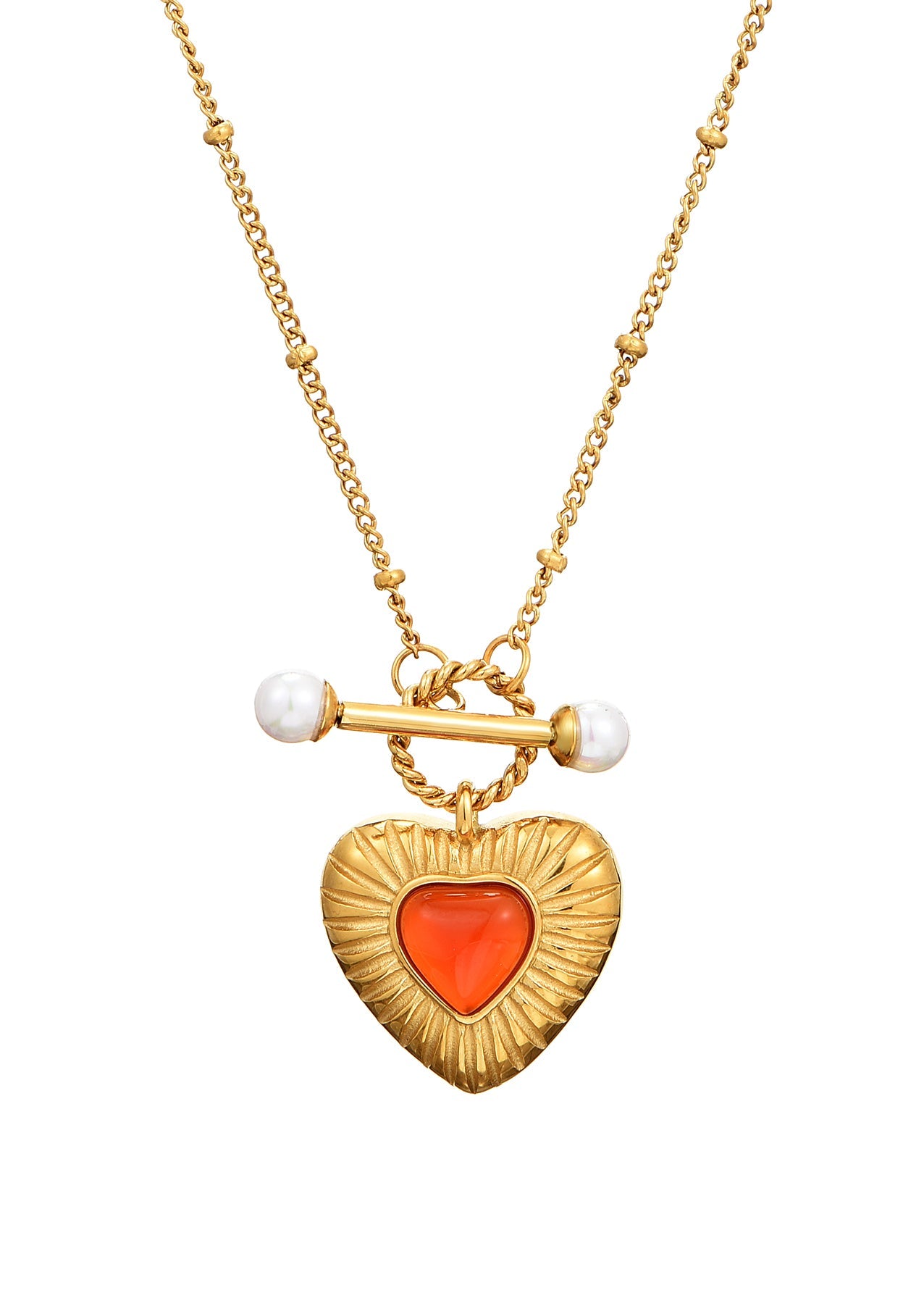Emily Karneol Perle Sommerliebe Goldene Halskette