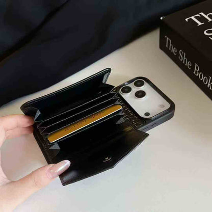 Black Card Wallet Phone Case For iPhone