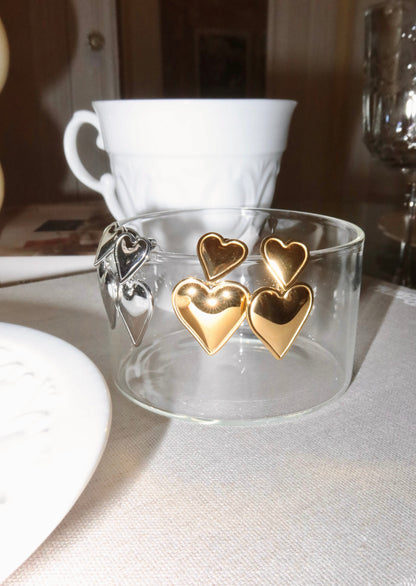 Herz Herz Goldene Ohrringe