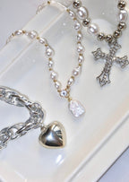 Vintage Pearl Cross Necklace