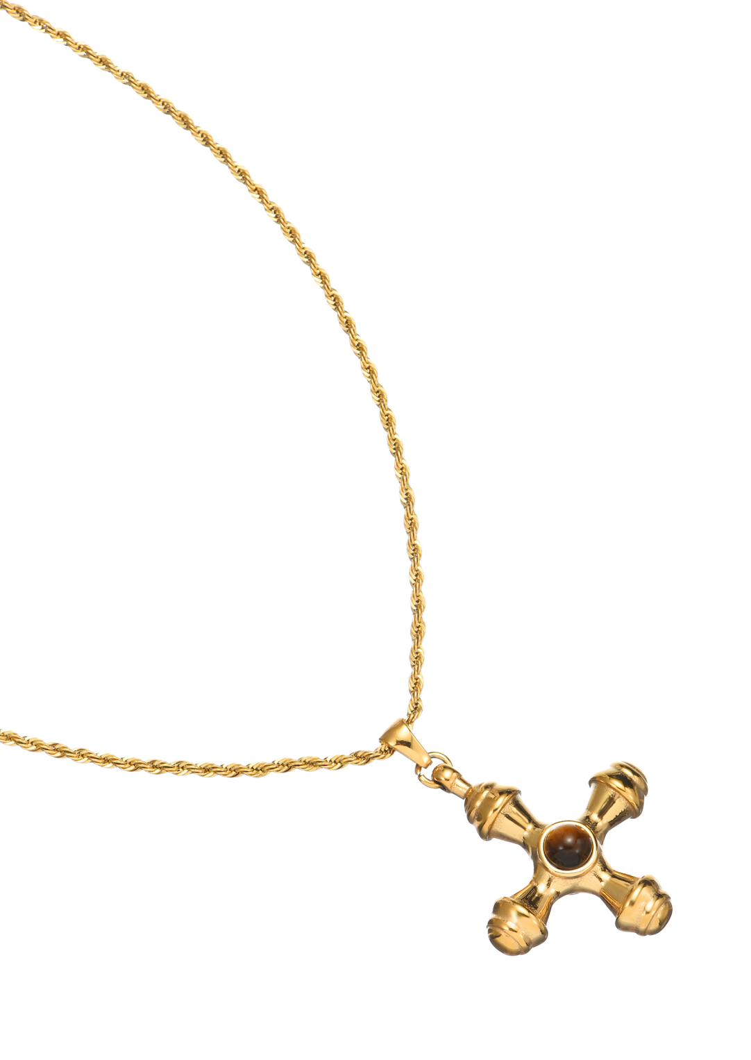 Kiara Tigerauge Goldene Kreuzkette