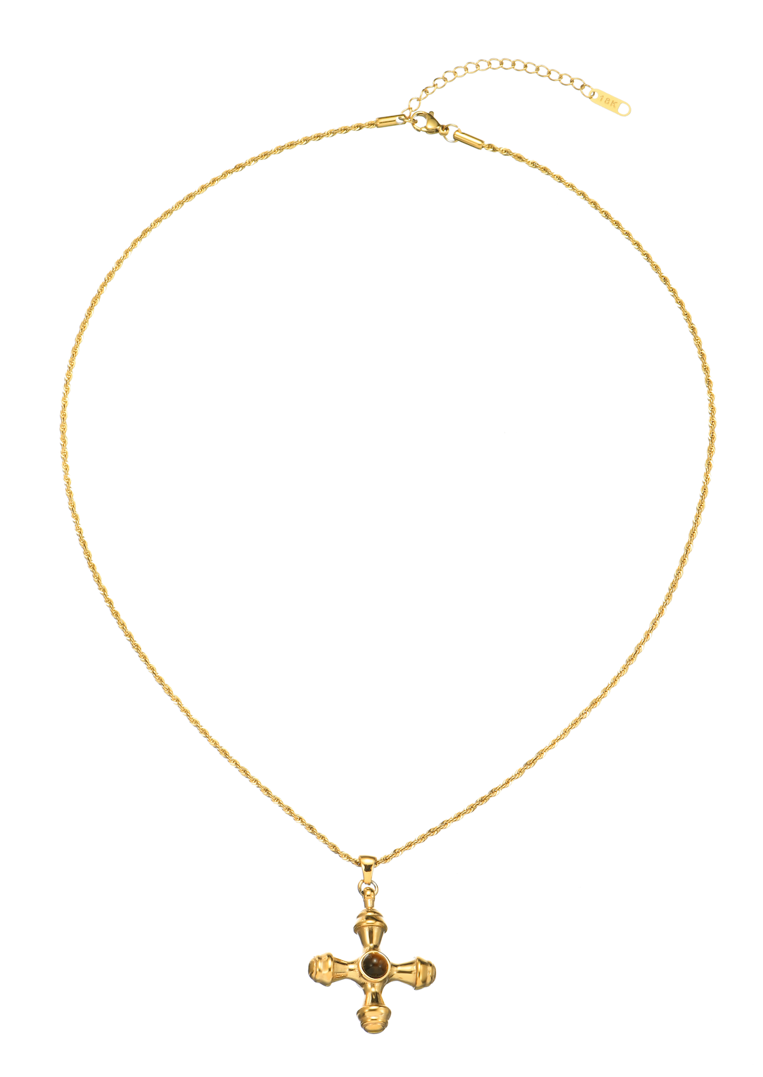 Kiara Tigerauge Goldene Kreuzkette