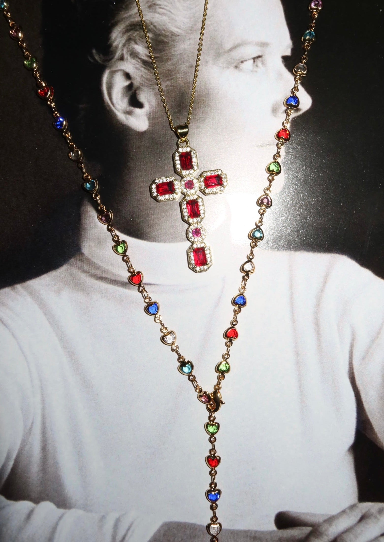 Michelle Bunte Herzen Liebe Golden XL Lange Lariat Halskette
