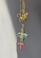 Linda Rose Rosa Muschelkreuz Sommer Goldene Halskette
