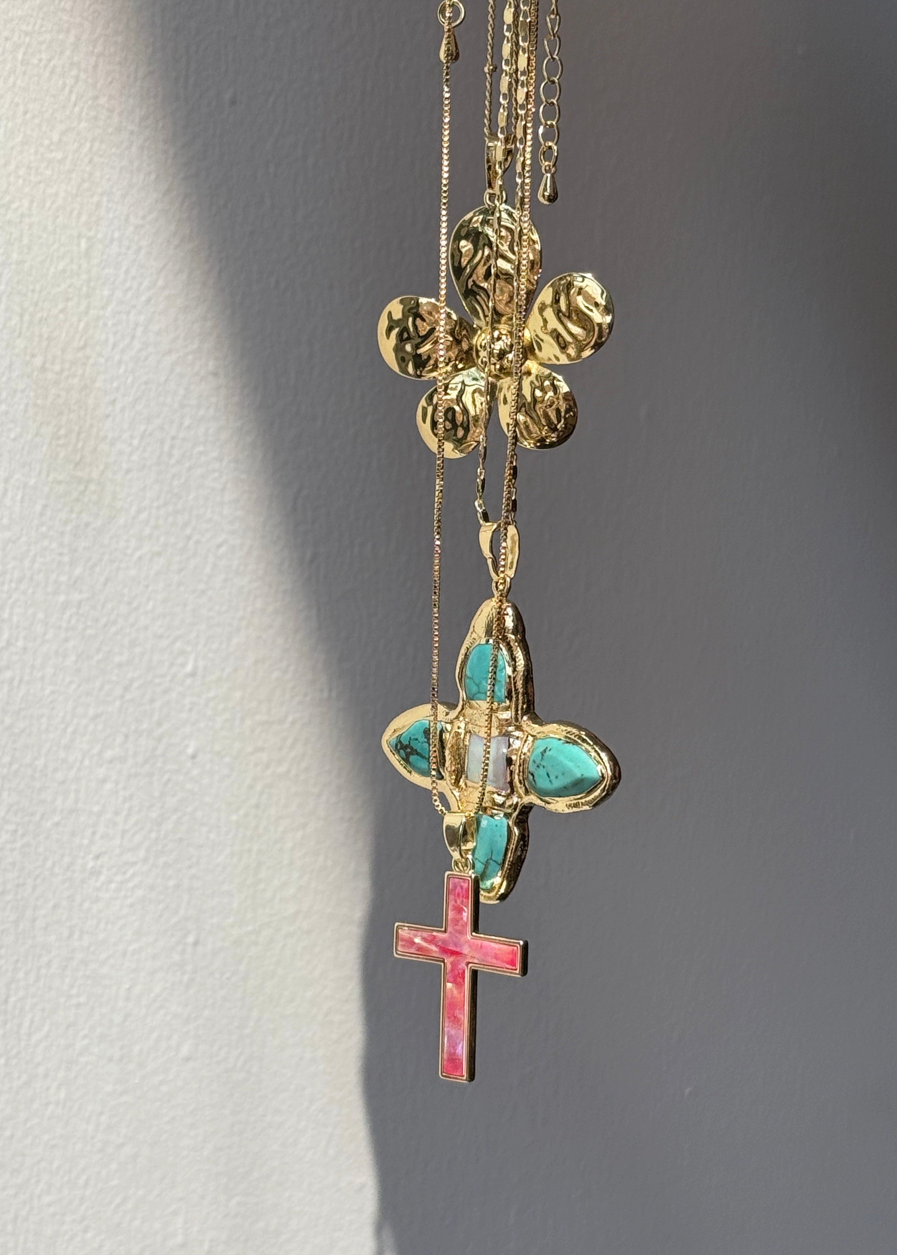 Linda Rose Rosa Muschelkreuz Sommer Goldene Halskette