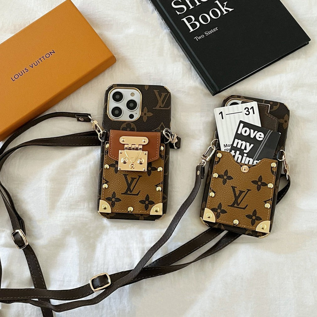 Brown Card Holder Phone Case For iPhone