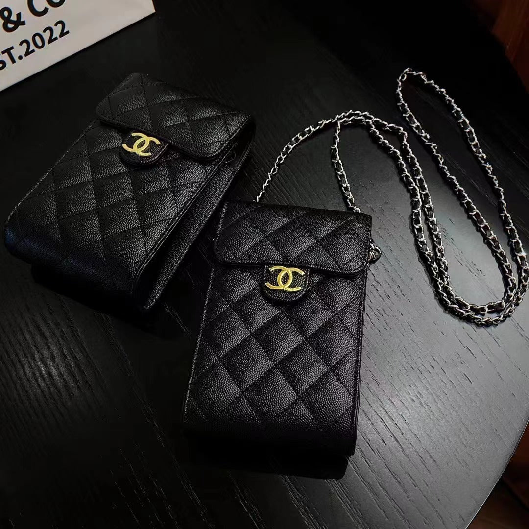 Borsa per telefono in pelle nera