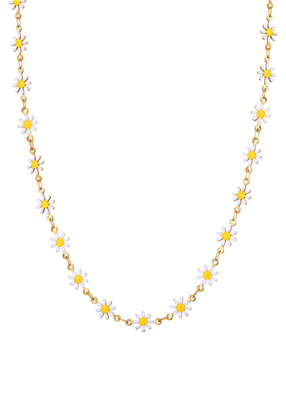 Erica Daisy Flower Golden Necklace