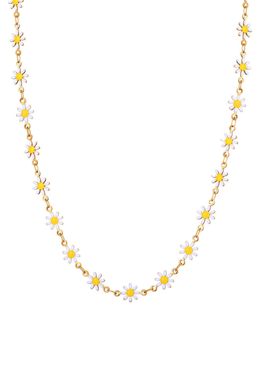 Goldene Halskette mit Erica-Gänseblümchen