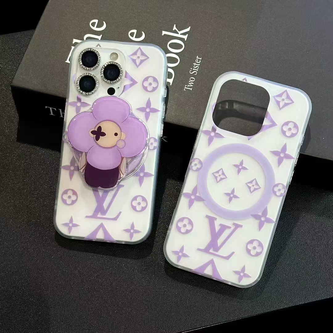 Purple Flower MagSafe Phone Case For iPhone