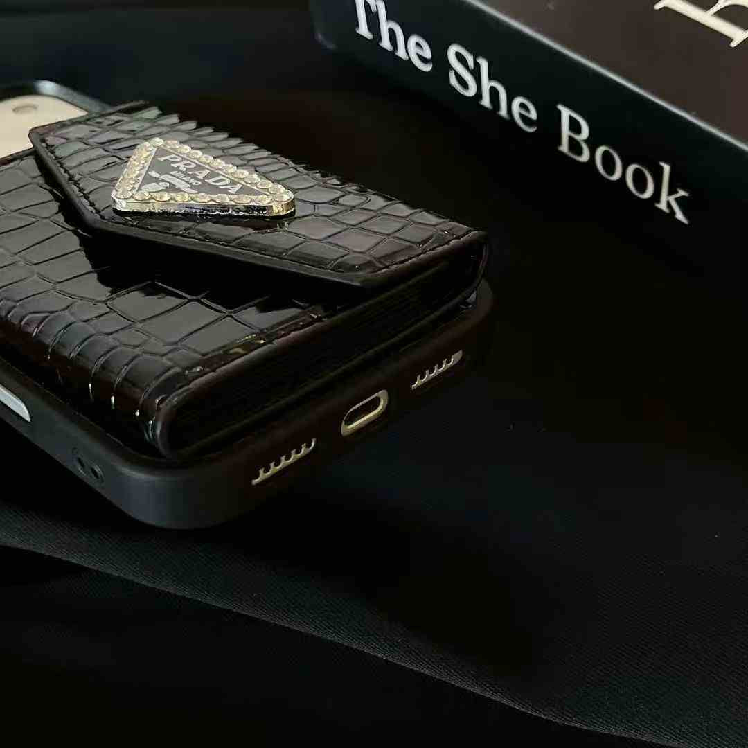 Black Card Wallet Phone Case For iPhone