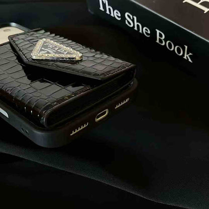 Black Card Wallet Phone Case For iPhone