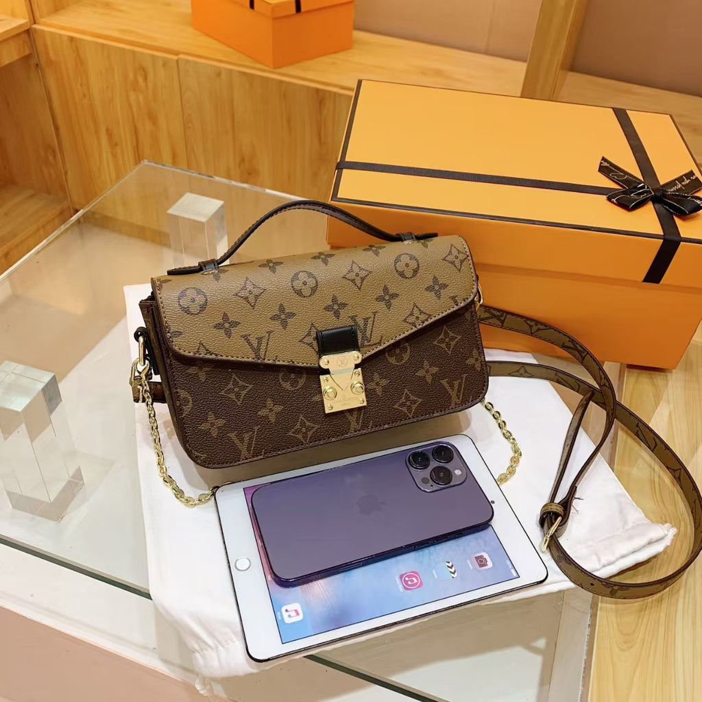 Popular Long Chain Brown Phone Bag