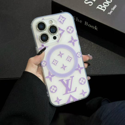 Purple Flower MagSafe Phone Case For iPhone