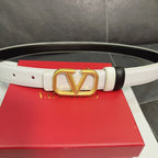 Women's Glossy Leather Metal Logo Belt