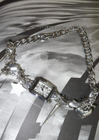 Mitternachtsuhr Y2k Grunge Silber Choker Halskette
