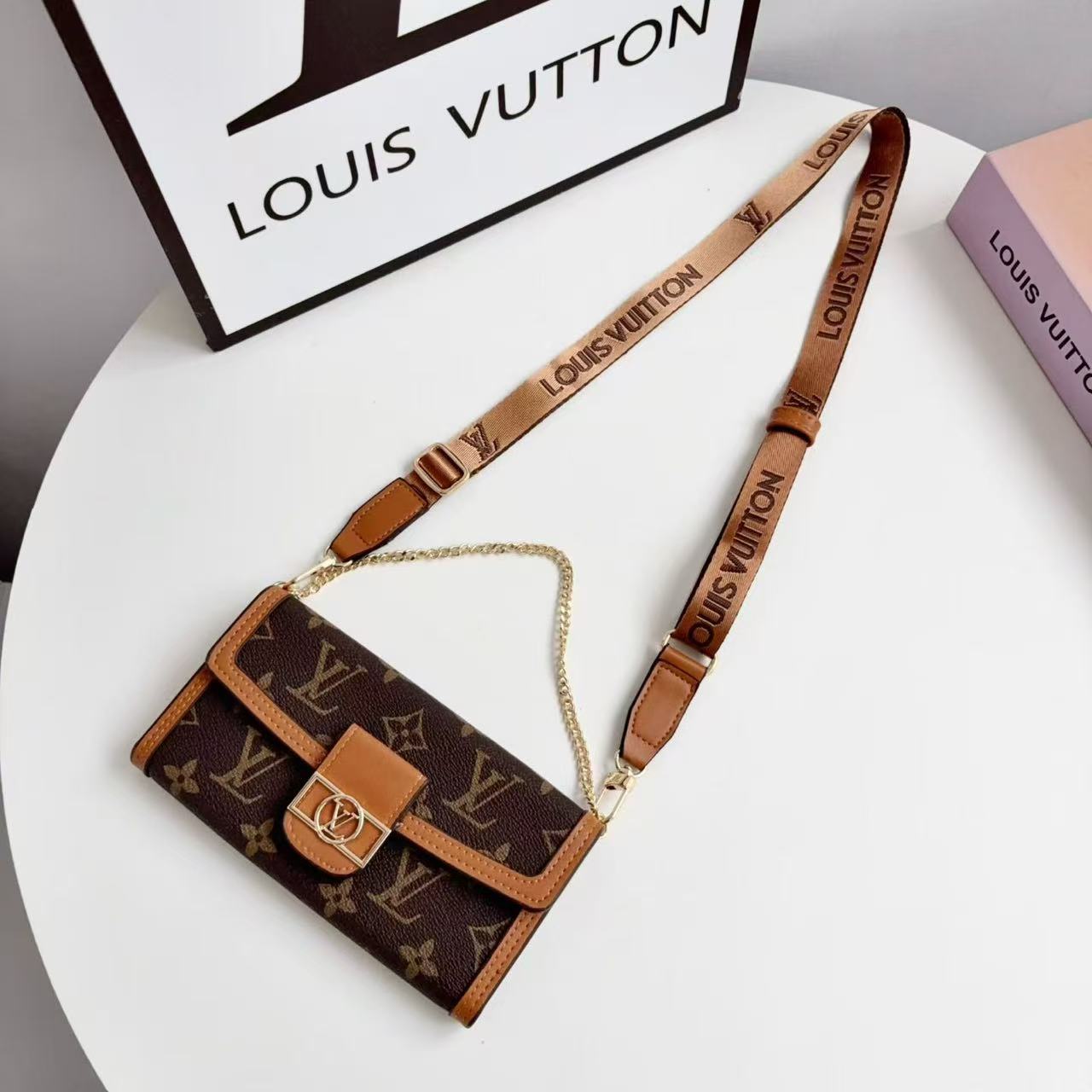 Letter Holster Scarf Chain Wallet Case For iPhone