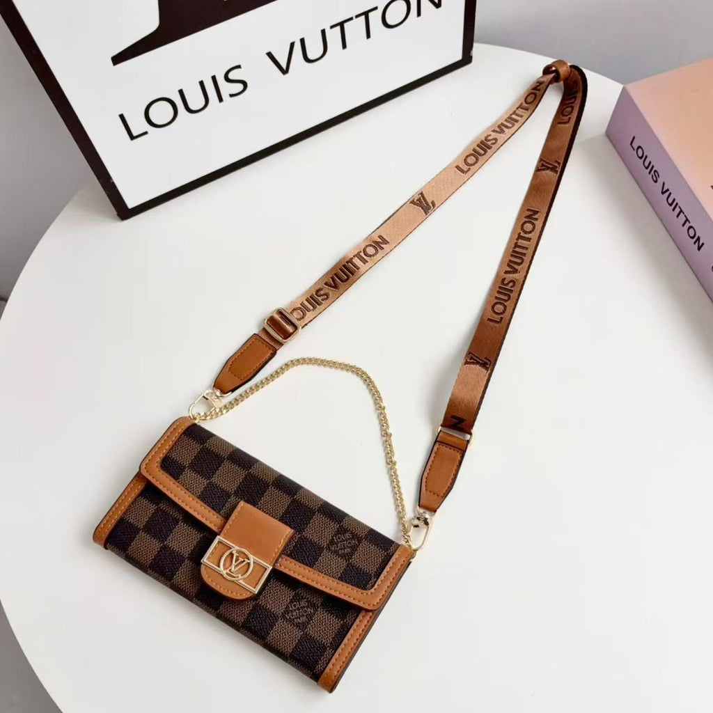 Letter Holster Scarf Chain Wallet Case For iPhone
