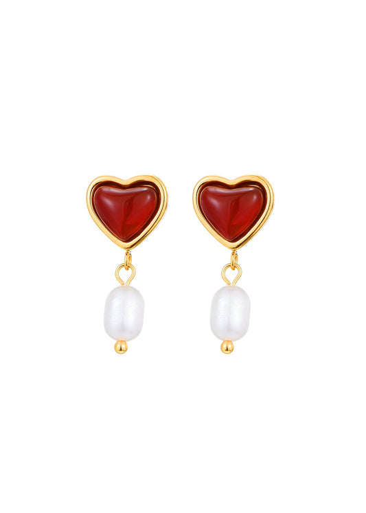 Emily Karneol Perle Sommer Goldene Ohrringe