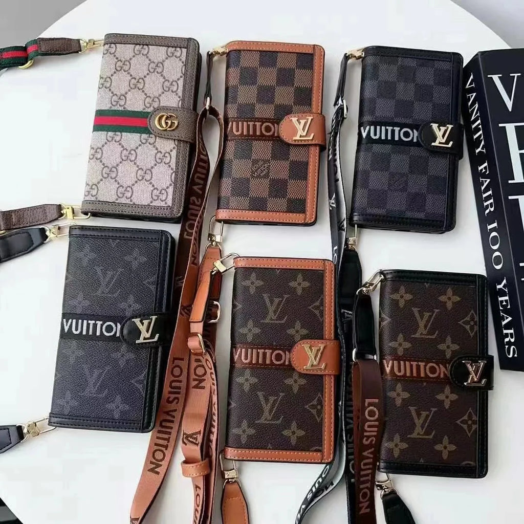 Leder Brieftasche Lanyard Handyhülle für iPhone
