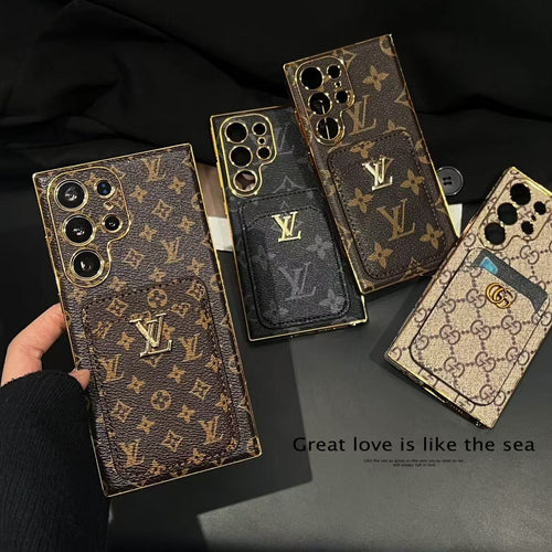 Custodia porta carte marrone per Samsung Galaxy