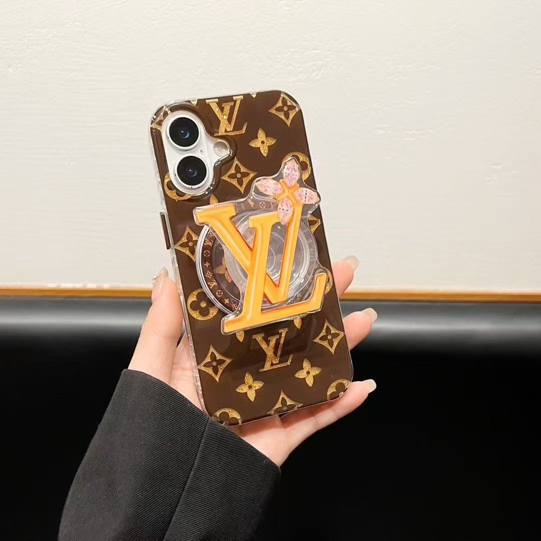 Brown Magnetic Bracket Phone Case For iPhone
