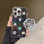 White Flowers Magnetic Bracket Phone Case For iPhone