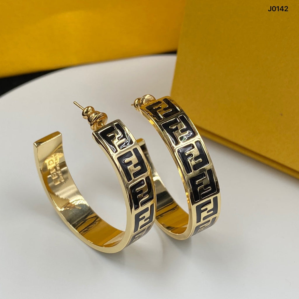 Double Letter Half Hoop Earrings