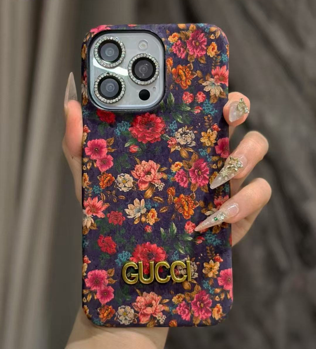 Custodia per telefono con fiori in stile viola per iPhone