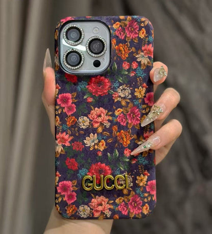 Custodia per telefono con fiori in stile viola per iPhone