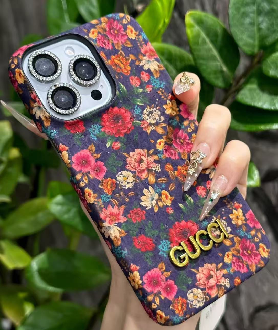 Custodia per telefono con fiori in stile viola per iPhone