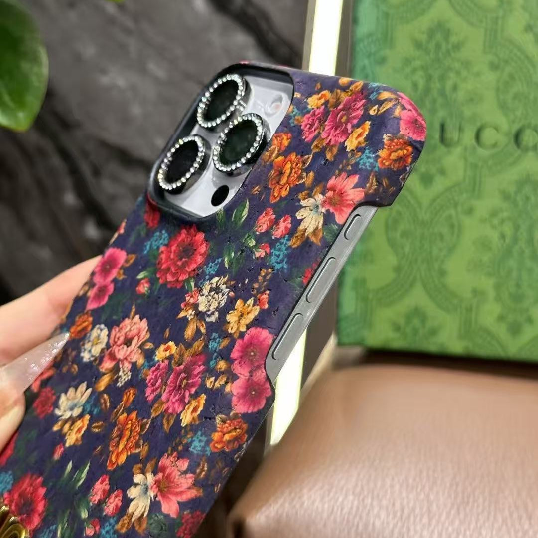 Custodia per telefono con fiori in stile viola per iPhone