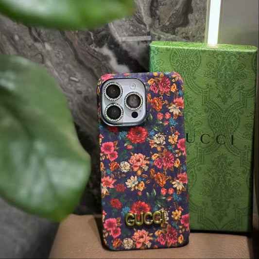 Custodia per telefono con fiori in stile viola per iPhone