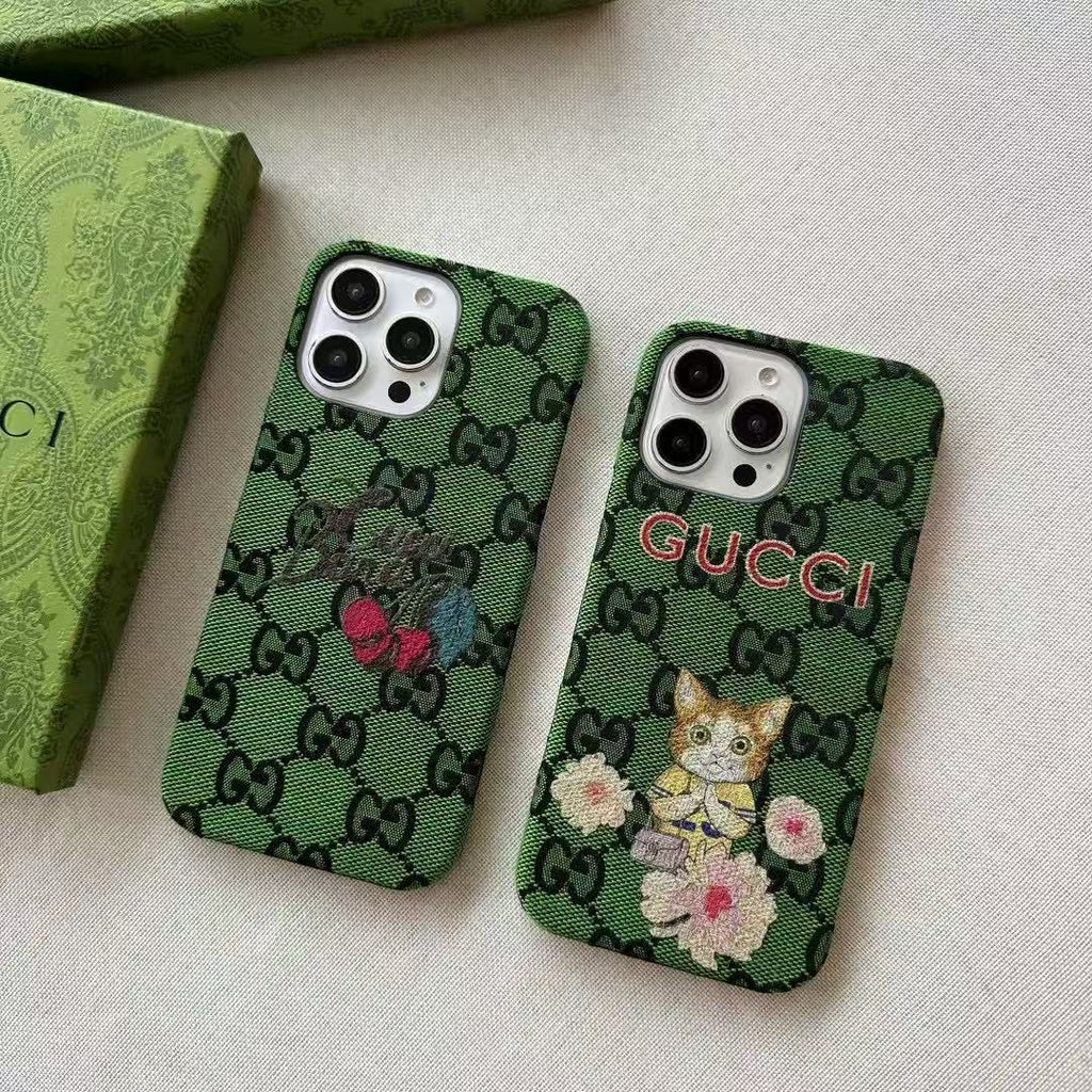 Green Style Embroidery Phone Case For iPhone