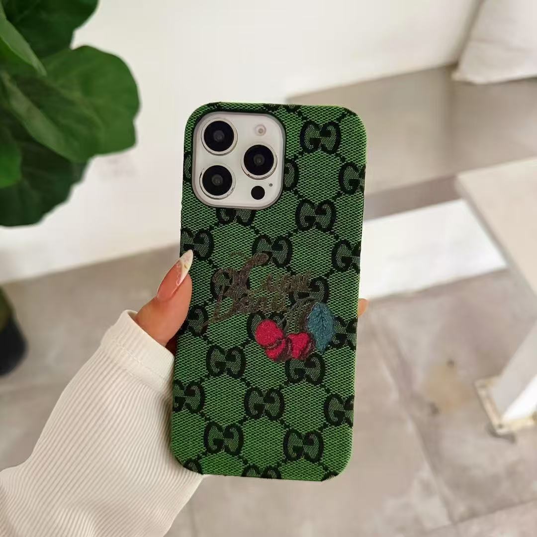 Green Style Embroidery Phone Case For iPhone
