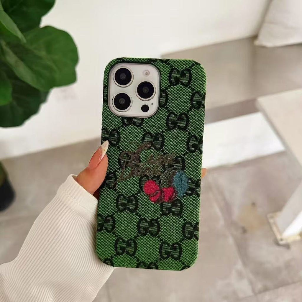 Green Embroidery Galaxy Case For Samsung