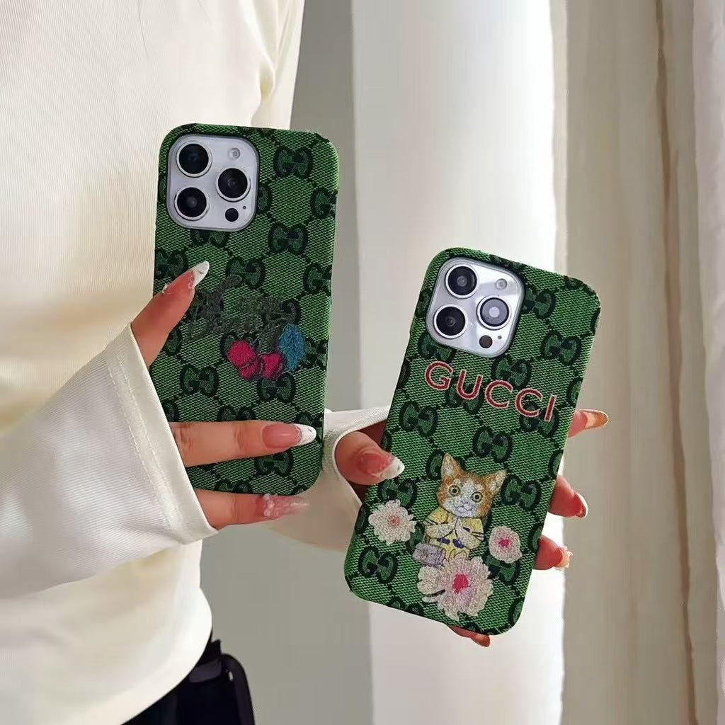 Green Embroidery Galaxy Case For Samsung
