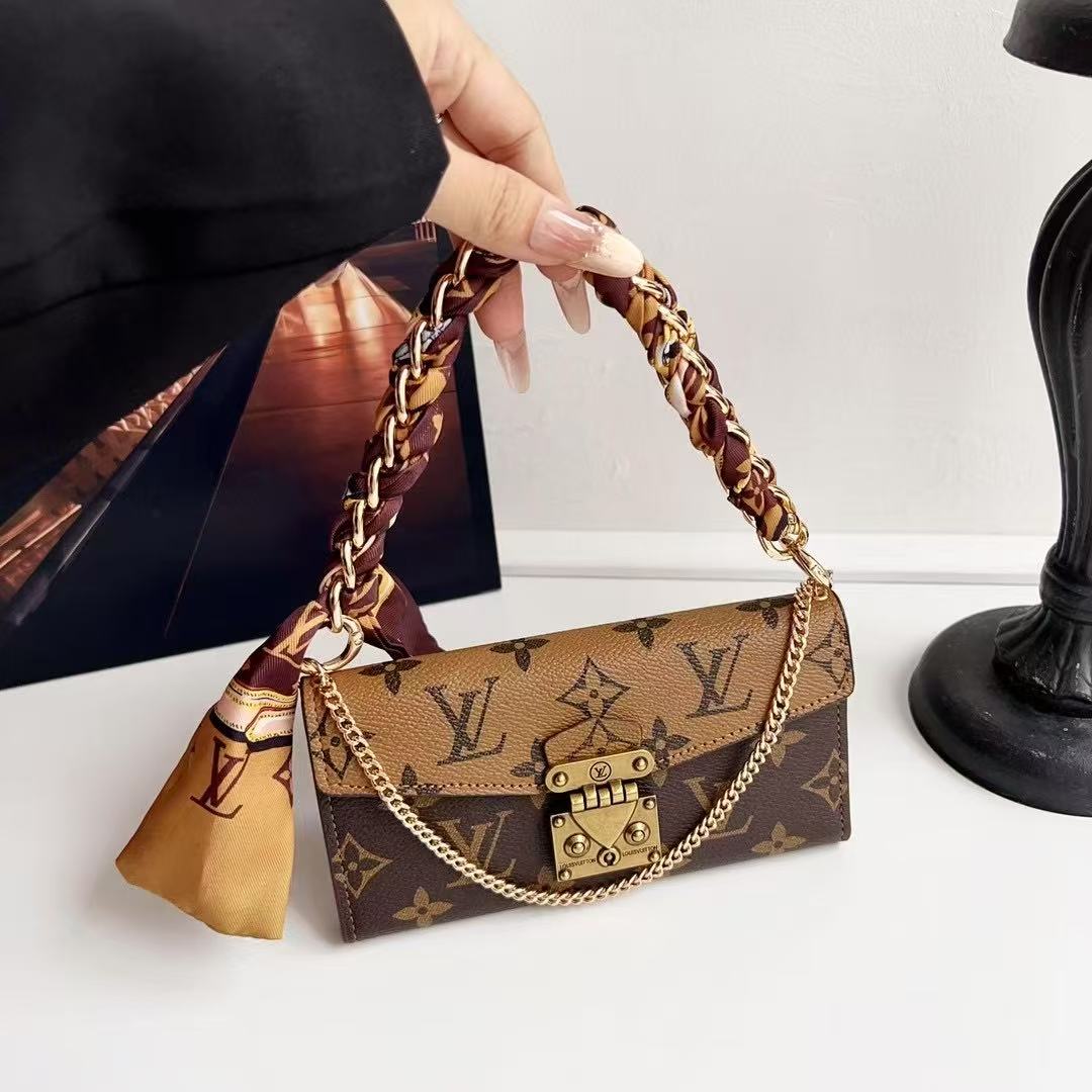 Letter Holster Scarf Chain Wallet Case For Samsung