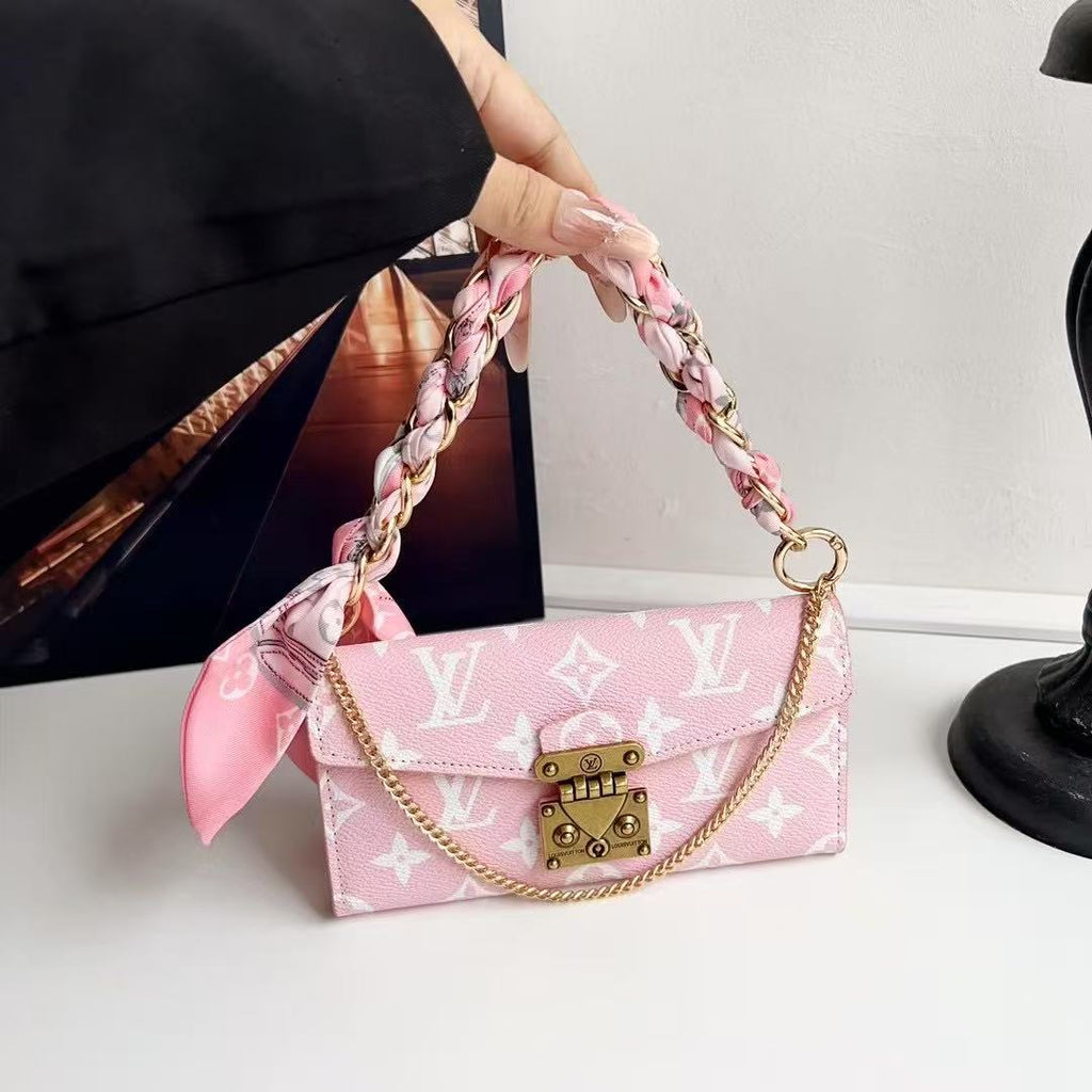 Letter Holster Scarf Chain Wallet Case For Samsung
